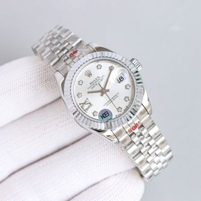 C Factory ROLEX 904L Steel Swiss 2671 Automatic Movement 28MM White Lady Watch